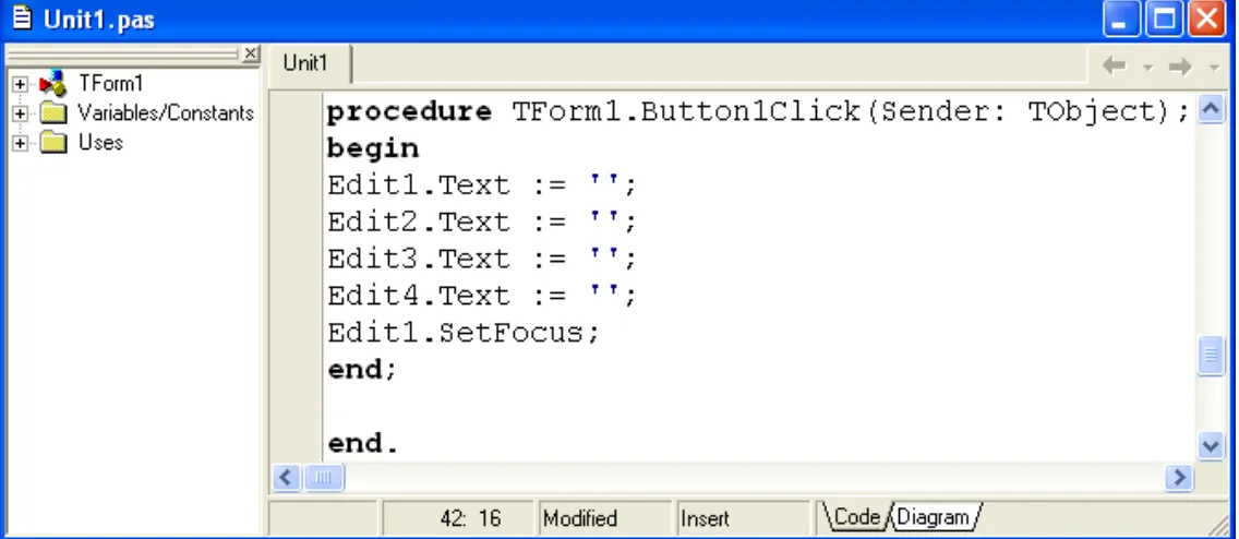 Gambar 1.31 : Kode program event procedure Button1Click 