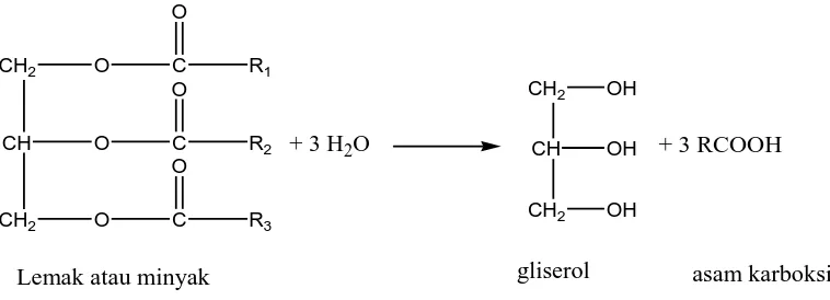 Gambar 2.2. Struktur Hidrolisis Terhadap Asam Lemak dan Gliserol  