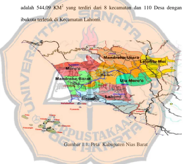 Gambar 1.1. Peta  Kabupaten Nias Barat