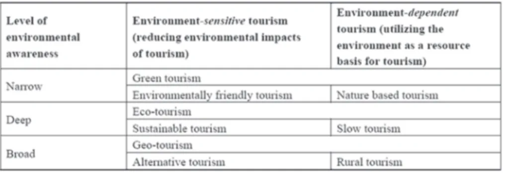 Gambar 1. A Typology of Concepts Applied to the Relationship between the Environment and Tourism