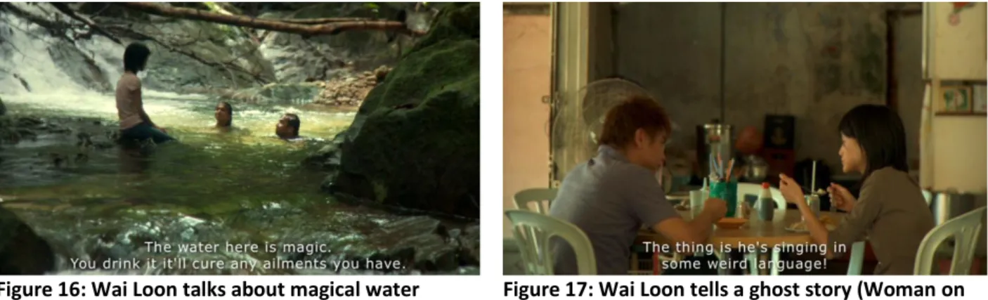 Figure 16: Wai Loon talks about magical water  (Woman on Fire Looks for Water, 2009)