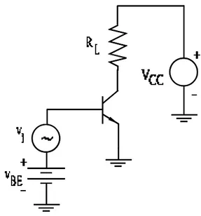 Gambar 11.3 Rangkaian transistor dengan memperlihatkan  v BE .
