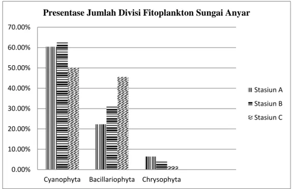 Gambar 1. Persentase Jumlah Divisi Fitoplankton Sungai Anyar. 