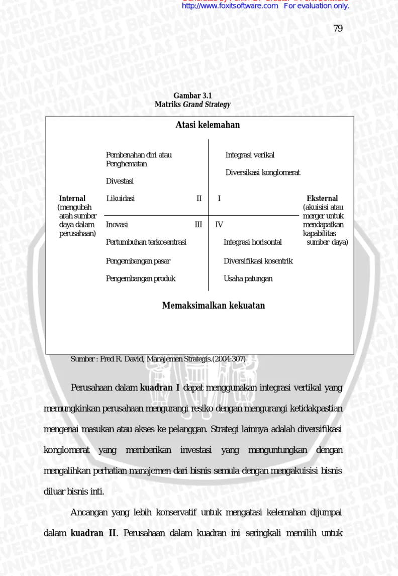 Gambar 3.1 Matriks Grand Strategy