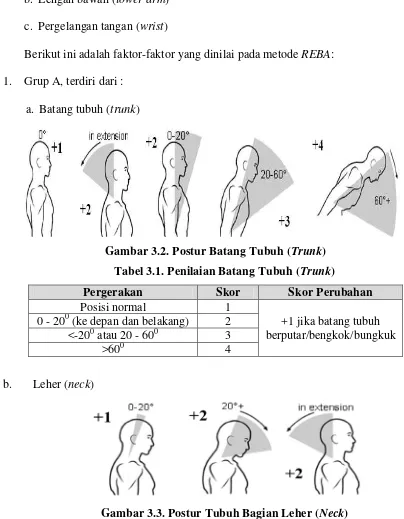 Gambar 3.3. Postur Tubuh Bagian Leher (Neck) 