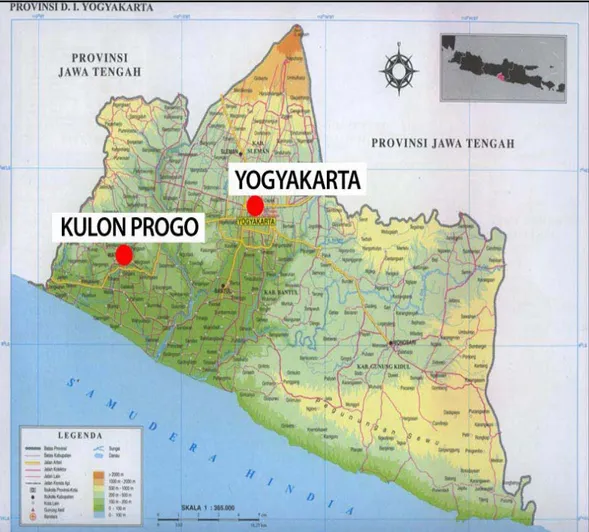 Gambar 1.1  Lokasi Kabupaten Kulonprogo 
