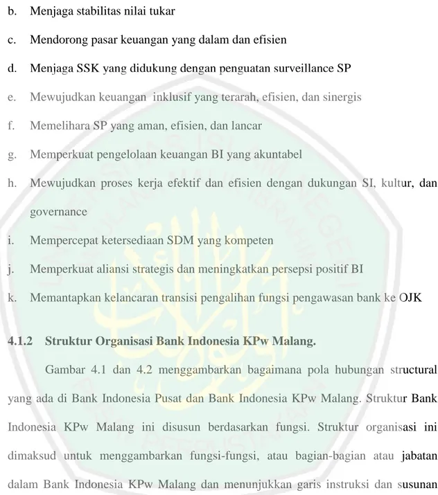 Gambar  4.1  dan  4.2  menggambarkan  bagaimana  pola  hubungan  structural  yang  ada di  Bank  Indonesia Pusat  dan Bank  Indonesia KPw Malang