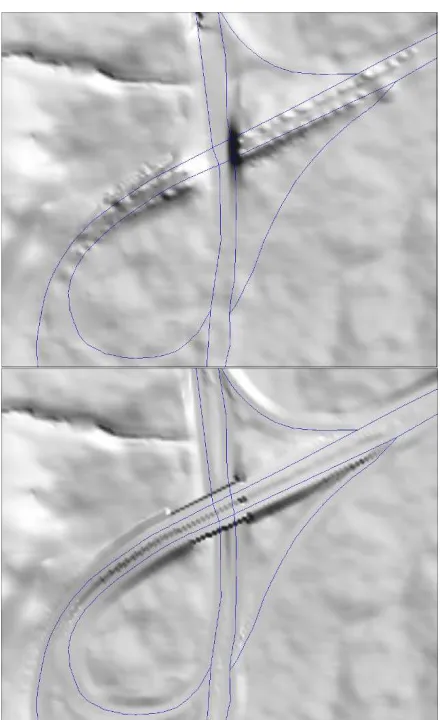 Figure 7 Example of feature coding results (Santa Clara County, California): Blue lines – TIGER road vectors; Yellow markers – NBI records; Red lines (along the blue lines) – feature coded bridge vectors