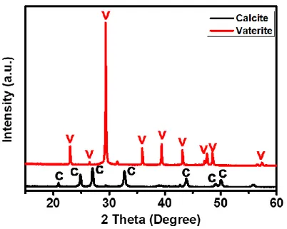 Figure 2-2. XRD patterns of synthesized CaCO 3 . 