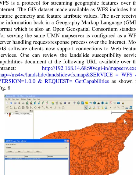 Figure 8. WFS service of Landslide susceptibility dataset consumed by open source Quantum GIS software 