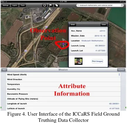Figure 4. User Interface of the ICCaRS Field Ground 