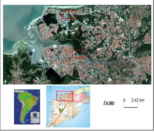 Figure 1 – Localization of test sites Source: Adapted from WorldView-2 image dated July 10th 2010