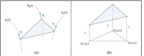 Figure 4.  a) a general time dependent triangle surface model, b)  an explicit triangle surface model 