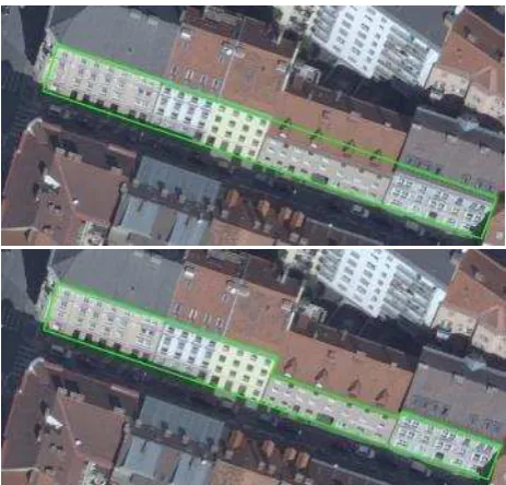 Figure 6. (Top) Projected façade quadrilaterals (Bottom) projected façade polygon     