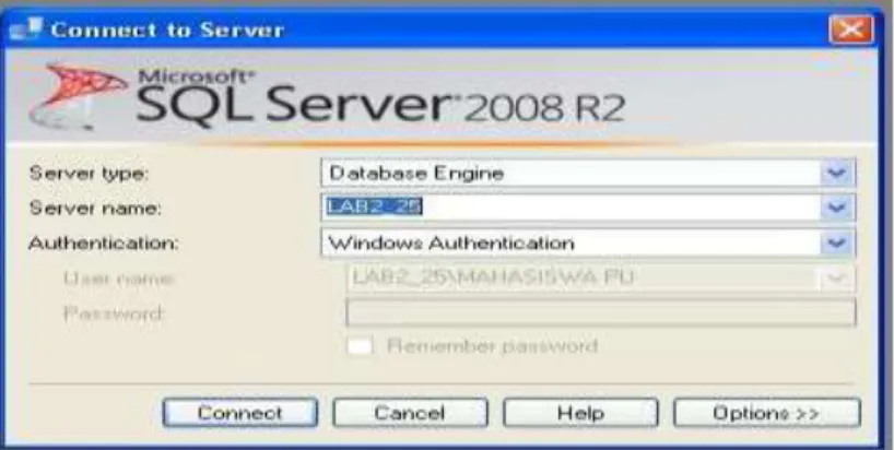 Gambar II.1. tampilan utama SQL Server 2008  Sumber : Wahana Komputer ; 2010 : 41 