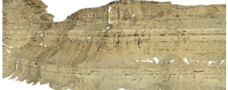 Figure 5. A photorealistic 3D model of a geological outcrop.  Model textured using images selected by the automatic OQ algorithm with 3% of allowable untextured area