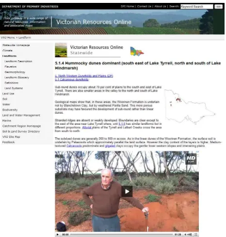 Figure 6. On-line video clip of retired expert (Jim Rowan) describing landscape features in the field