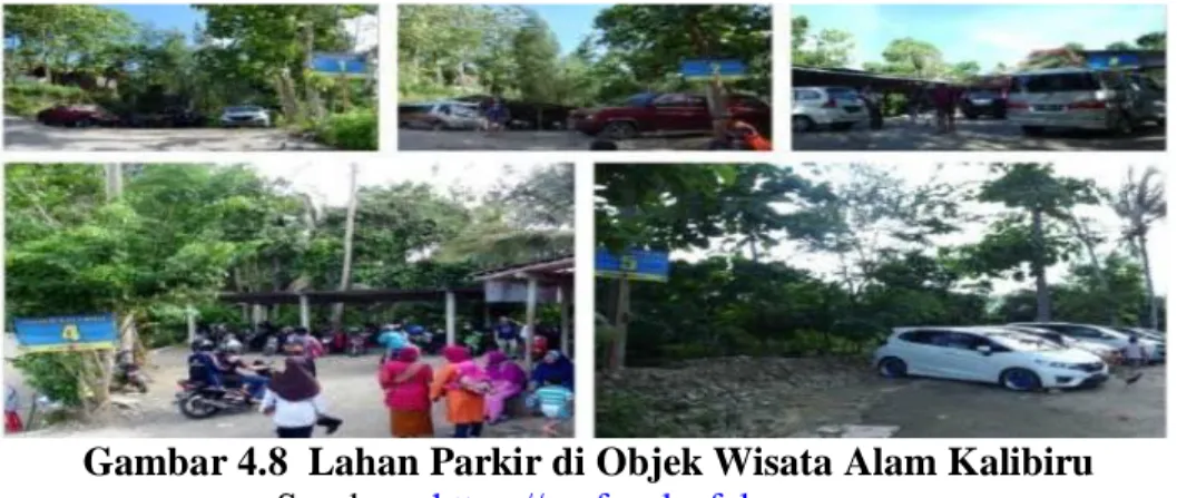 Gambar 4.8  Lahan Parkir di Objek Wisata Alam Kalibiru  Sumber : https://myfourleafclover.com 