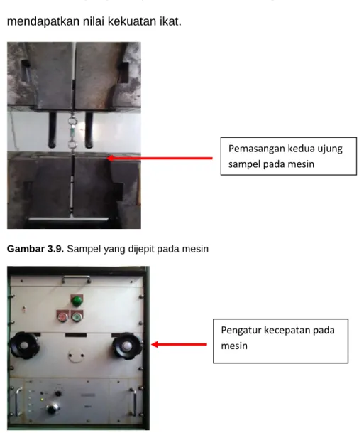 Gambar 3.9. Sampel yang dijepit pada mesin
