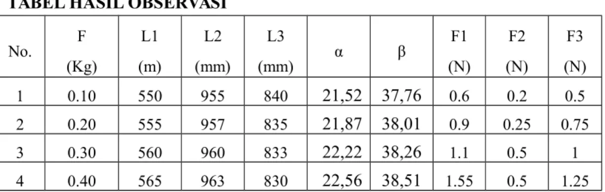 TABEL HASIL OBSERVASI