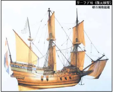 Ilustrasi 1:   Miniatur kapal De Liefde. Sumber: Laman Museum Yodogawa  di Sakai-shi, Osaka