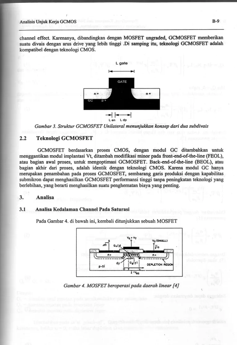 Gambar  3. Struktur GCMOSFET  Unilateral menunjukkan  l&lt;onsep  dari dua subdivais 2.2  Teknologi GCMOSFET