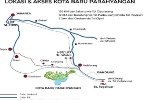Gambar 1. Lokasi &amp; Akses Kota Baru Parahyangan  Sumber: https://kotabaruparahyangan.com;  
