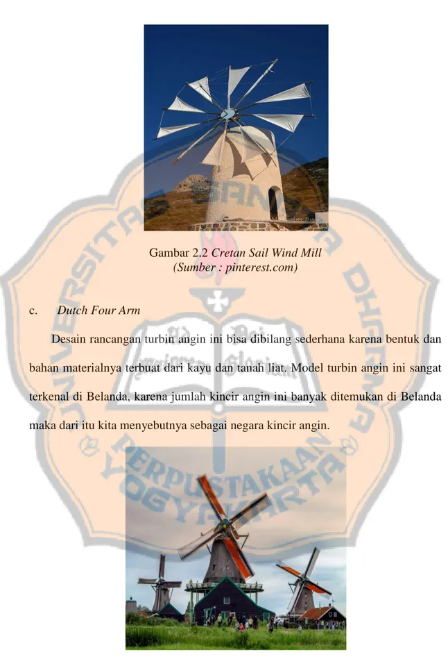 Gambar 2.2 Cretan Sail Wind Mill  (Sumber : pinterest.com) 