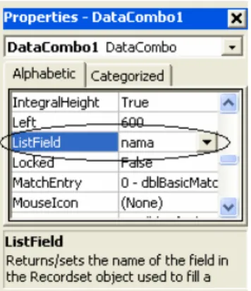 Gambar 6.26 Memilih field untuk ditampilkan data combo 