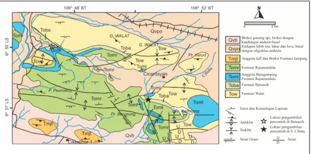 Gambar 2.  Peta geologi daerah Sukabumi (Effendi drr., 1998).