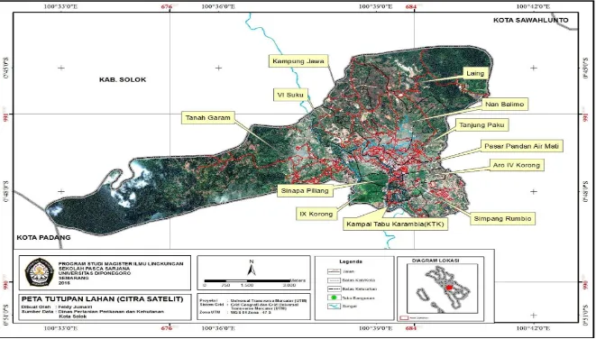 Gambar 3. Kondisi Kota Solok berdasarkan citra satelit (olah dari data primer Dinas Pertanian, Perikanan dan Kehutanan Kota Solok dan Bappeda Kota Solok) 