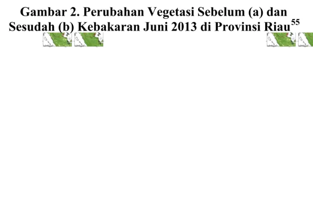 Gambar 2. Perubahan Vegetasi Sebelum (a) dan Sesudah (b) Kebakaran Juni 2013 di Provinsi Riau 55