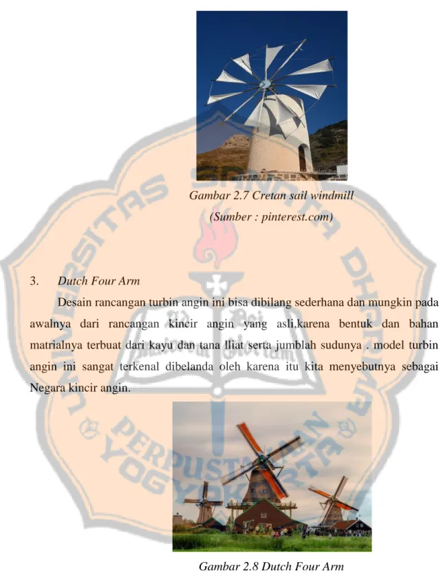 Gambar 2.7 Cretan sail windmill  (Sumber : pinterest.com) 