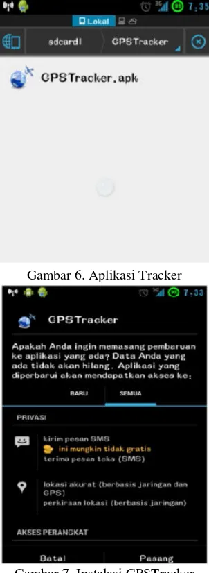 Gambar 6. Aplikasi Tracker 