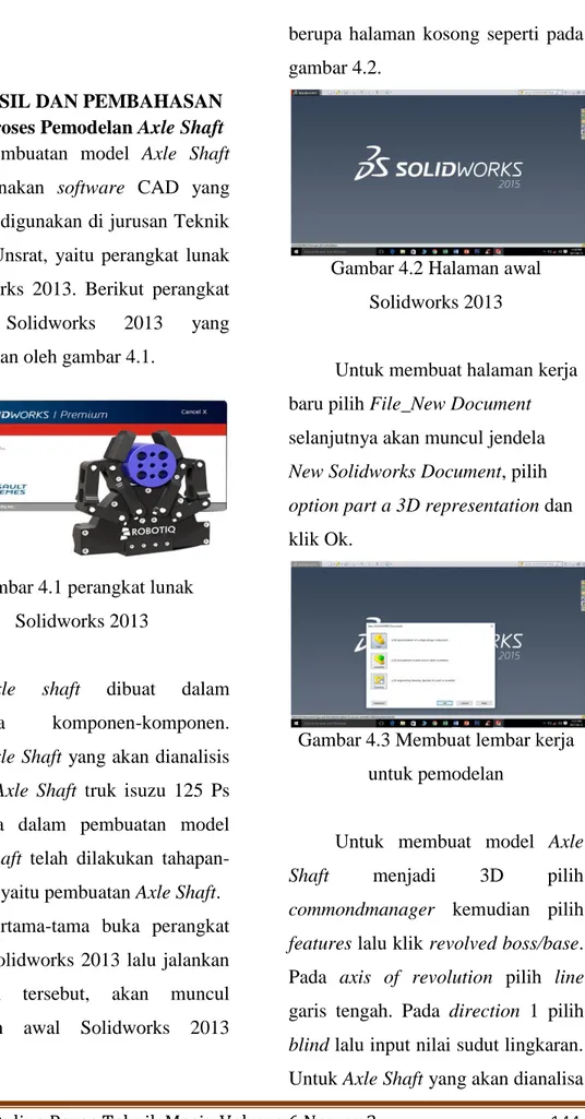 Gambar 4.1 perangkat lunak  Solidworks 2013 