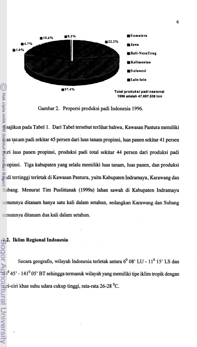 Gambar 2.  Proporsi produksi padi Indonesia 1996. 