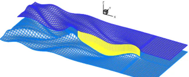Fig.  5.  Hull  and  the  free  surface  panelling  for  S-175  container ship model at  Fn = 0.35
