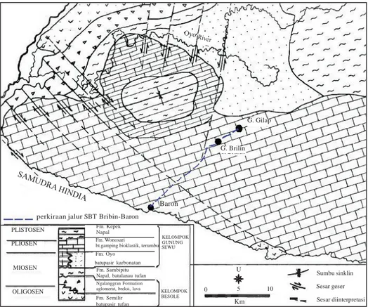 Gambar 6. Peta geolo gi daerah Karst Gunung Sewu (Kusumayudha drr., 2000).