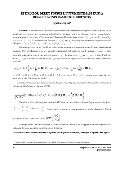 ESTIMATOR DERET FOURIER UNTUK ESTIMASI KURVA REGRESI NONPARAMETRIK BIRESPON