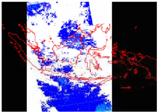 Gambar 4. Proses meng-crop sebagian Laut  Jawa dari Data Satelit MODIS yang telah 