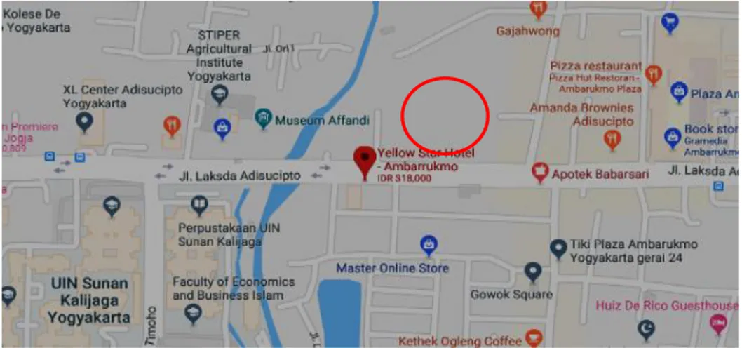 Gambar 1. Lokasi Penelitian U-Turn di Depan Hotel Yellow Star Ambarukmo  Sumber: Google Map 