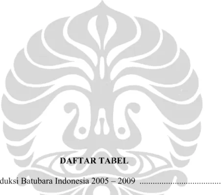 Tabel 3.2    Harga Batubara Dunia 2005 – 2008 ....................................................