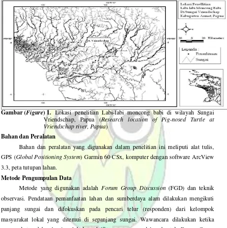 Gambar (Figure) 1. Lokasi penelitian Labi-labi moncong babi di wilayah Sungai 