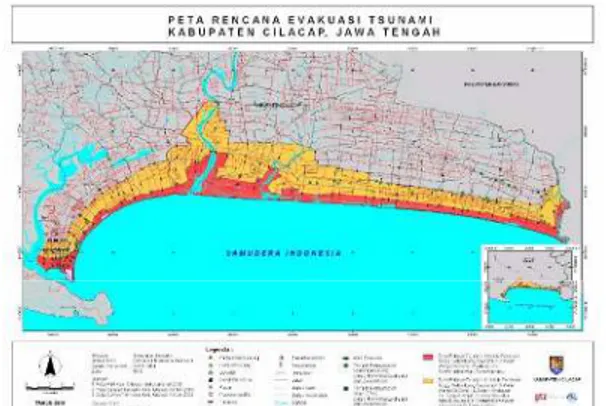 Gambar 1. Zona Potensi Tsunami Kabupaten Cilacap  (Sumber: www.gitews.org) 