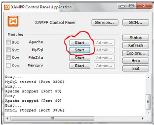 Gambar 5.4 Xampp Control Panel belum aktif