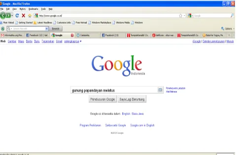 Gambar 2. String ‘gunung papandayan meletus’ yang diketikkan oleh pengguna di dalamantarmuka Google
