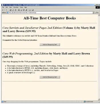 Figure 9–7Result of the TechBooksPage servlet.