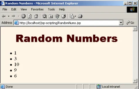Figure 11–11 Result of RandomNums.jsp. Different values are displayed whenever the page is reloaded.