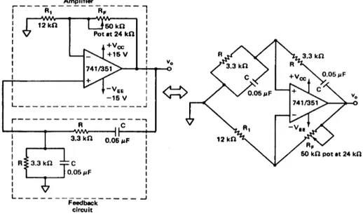 Gambar berikut ini adalah contoh Jembatan Wien Oscilator dengan output fo = 965 Hz 