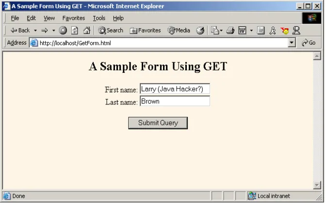 Figure 19–5Customized result of GetForm.html.